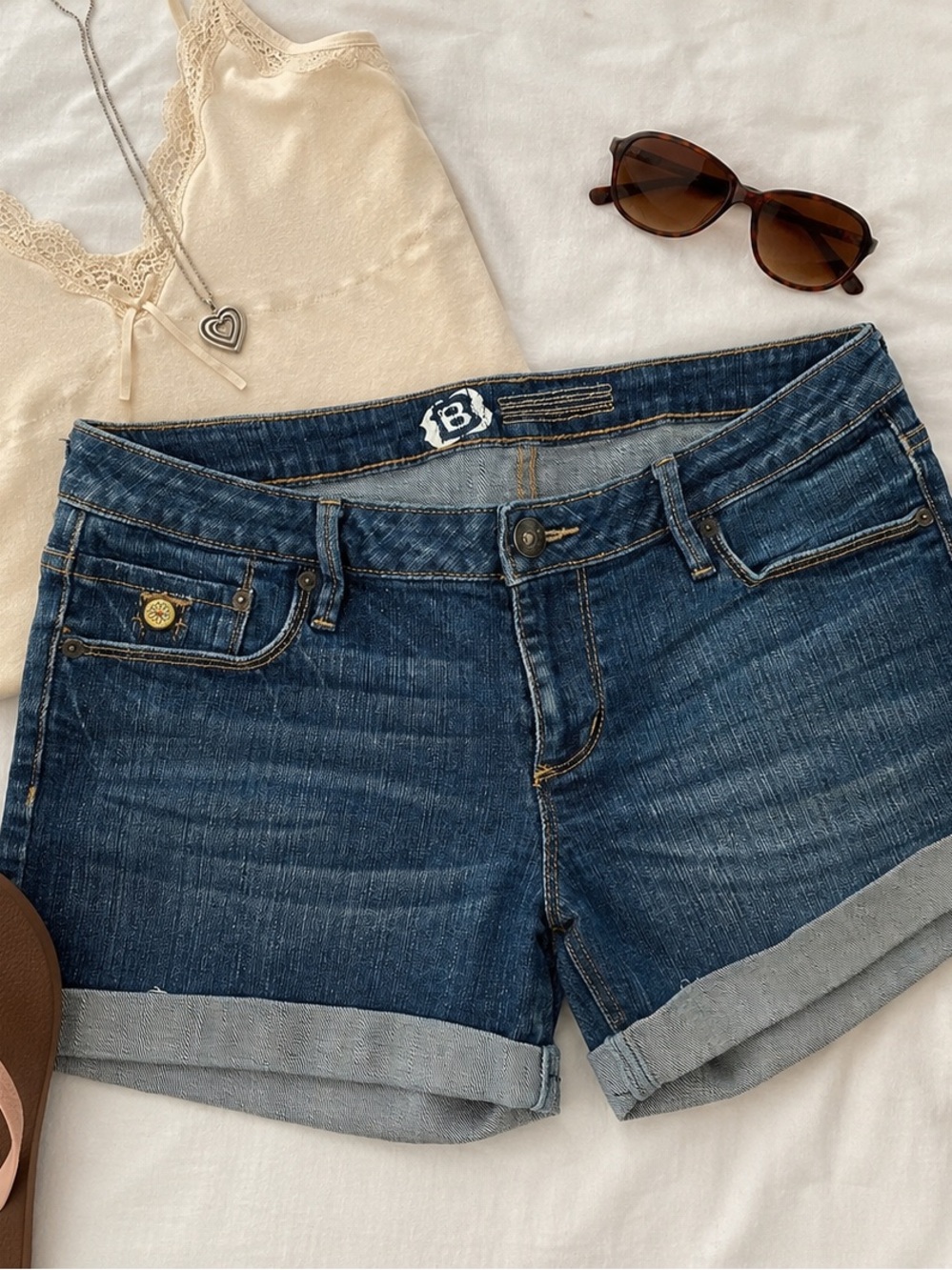 Bullhead Denim Cuffed Shorts | Y2K Low Rise Festival Denim